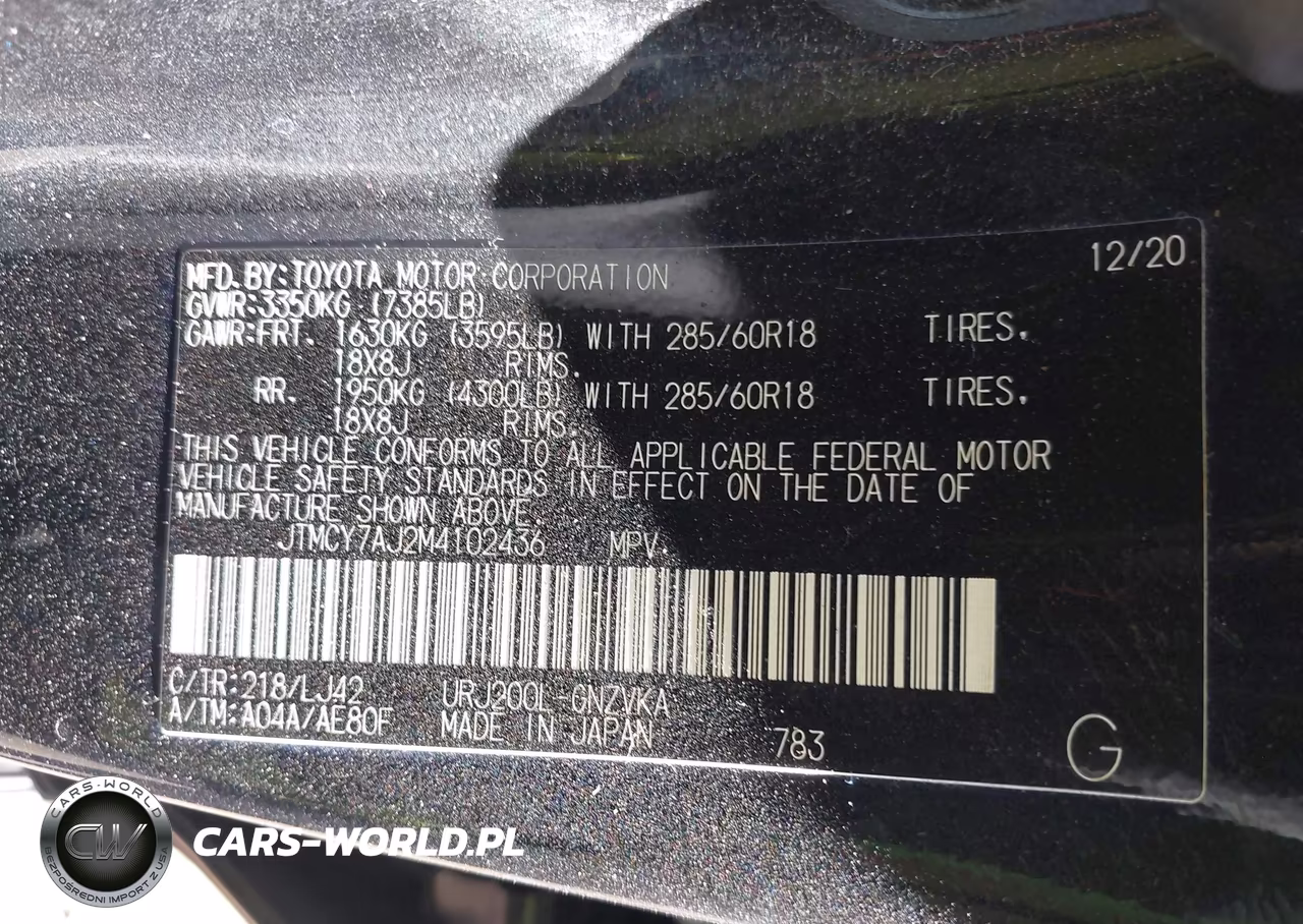 2021 Toyota Land Cruiser VIN:JTMCY7AJ2M4102436 - 9