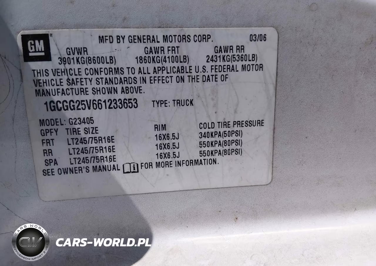 2006 Chevrolet Express Work Van VIN:1GCGG25V661233653 - 9