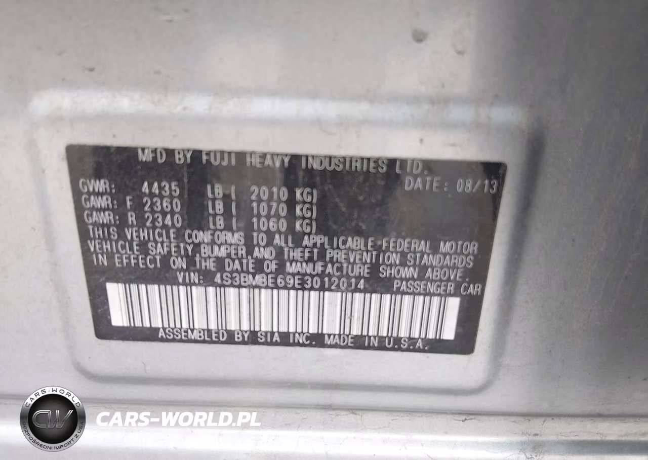 2014 Subaru Legacy 2.5I Premium VIN:4S3BMBE69E3012014 - 9