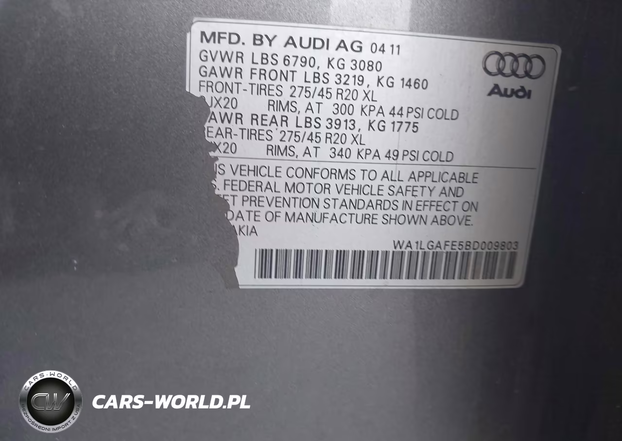 2011 Audi Q7 3.0T Premium VIN:WA1LGAFE5BD009803 - 9