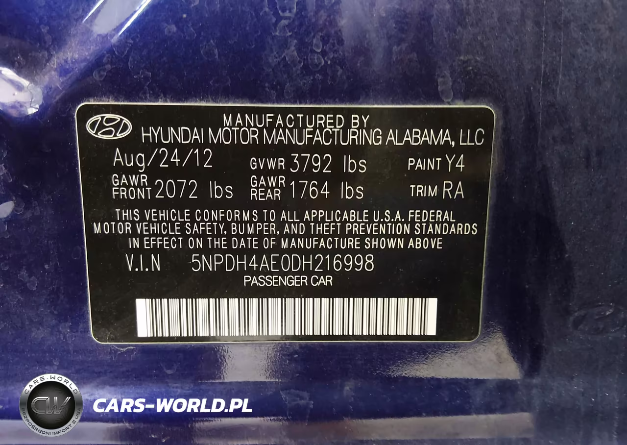 2013 Hyundai Elantra Limited VIN:5NPDH4AE0DH216998 - 9