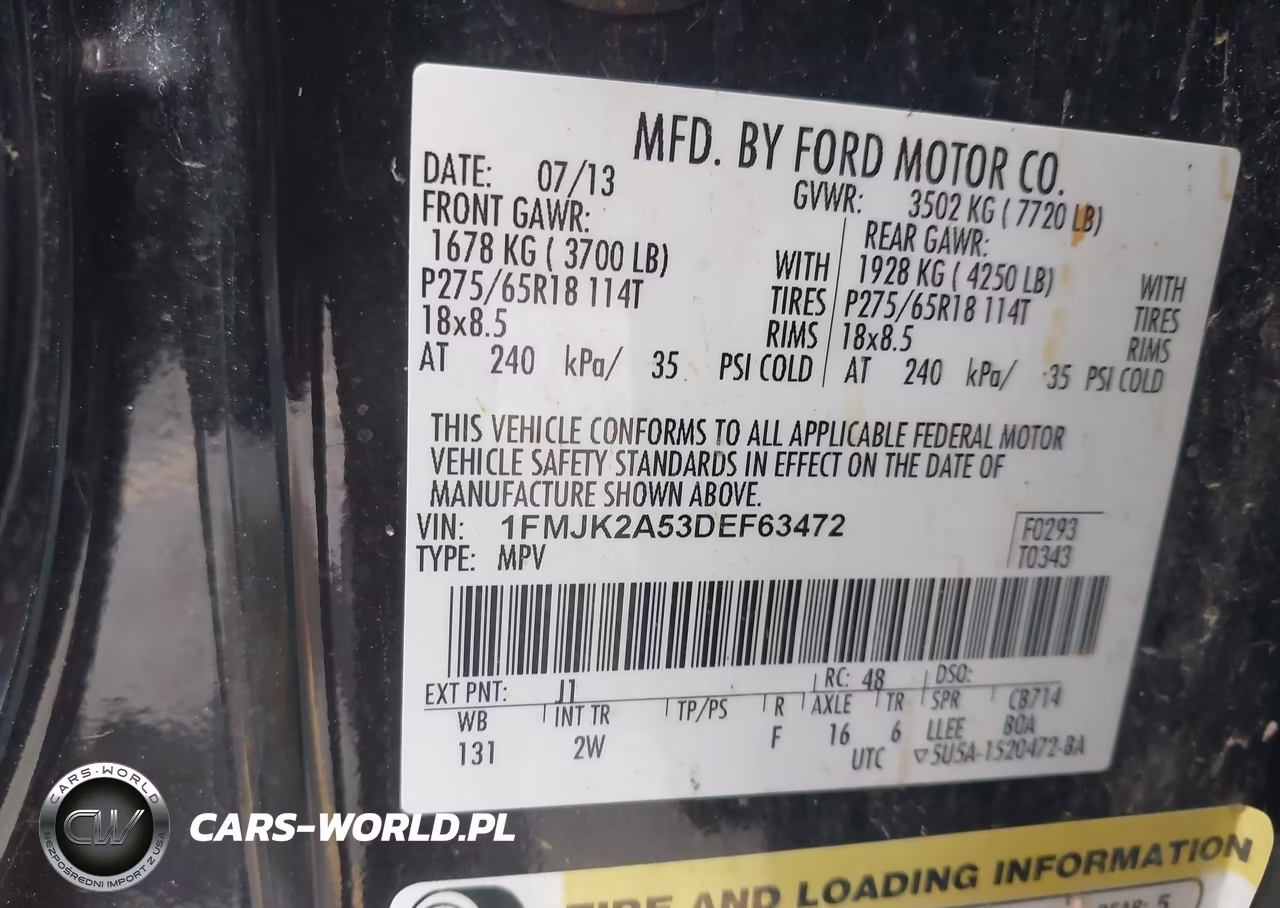 2013 Ford Expedition El Limited VIN:1FMJK2A53DEF63472 - 9