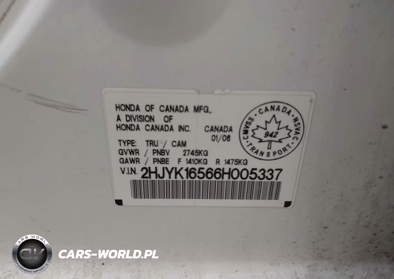 2006 Honda Ridgeline Rtl VIN:2HJYK16566H005337 - 9