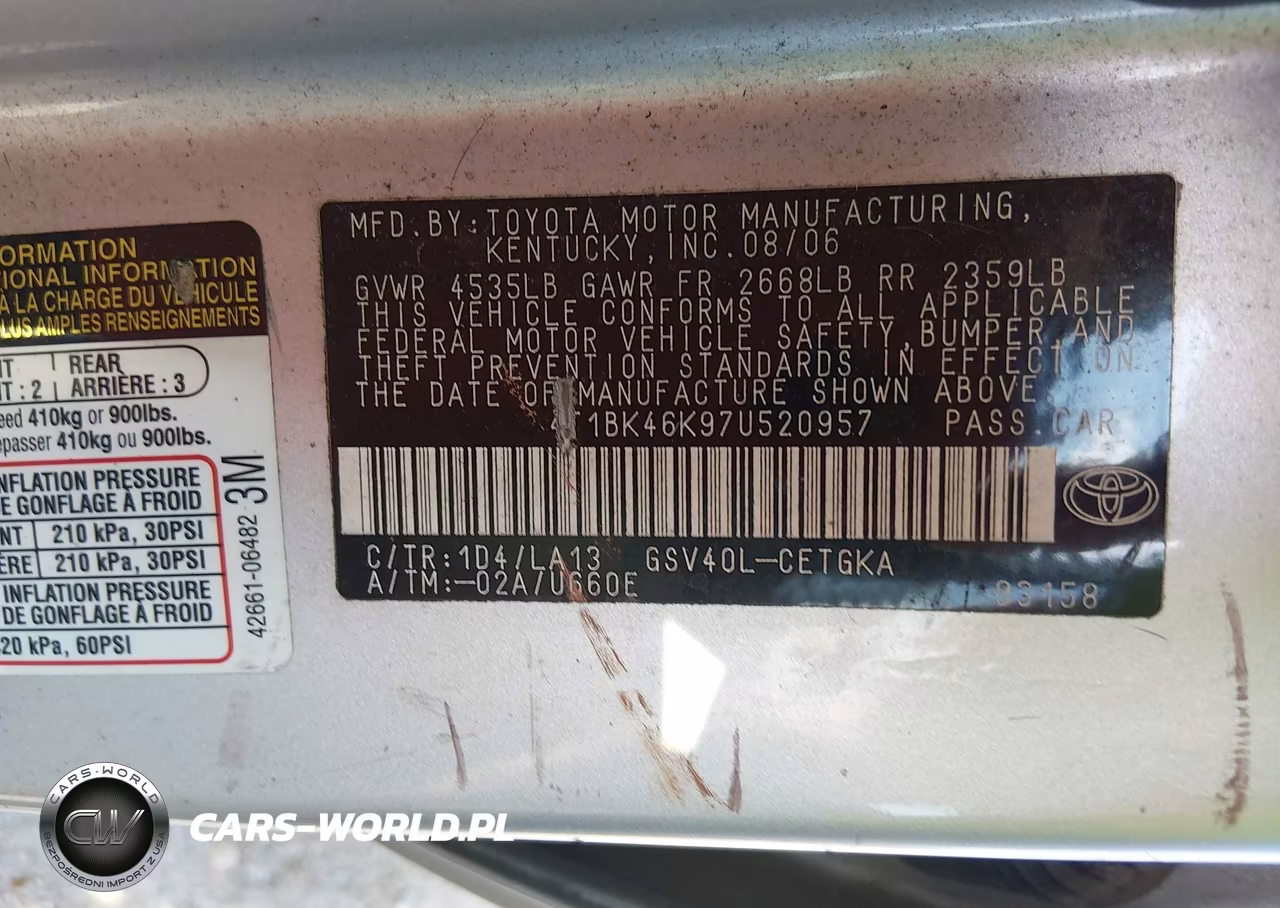 2007 Toyota Camry Xle V6 VIN:4T1BK46K97U520957 - 9