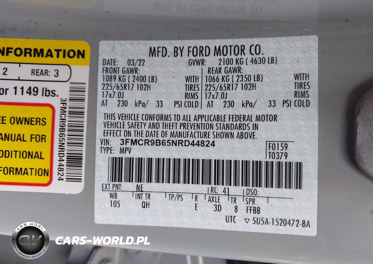 2022 Ford Bronco Sport Big Bend VIN:3FMCR9B65NRD44824 - 9