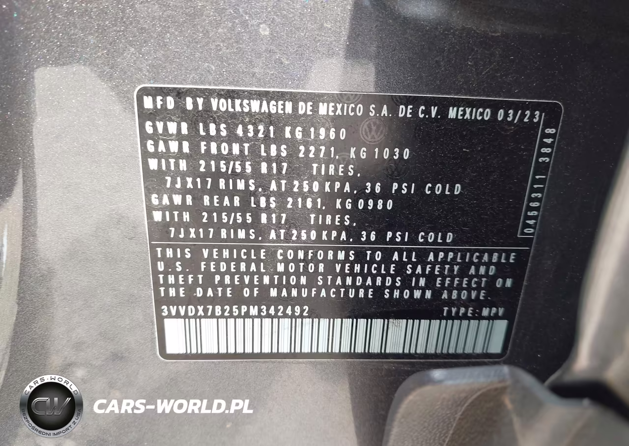 2023 Volkswagen Taos 1.5T S VIN:3VVDX7B25PM342492 - 9