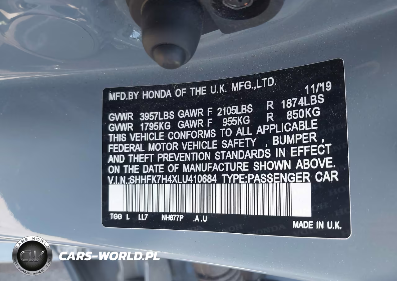 2020 Honda Civic Sport VIN:SHHFK7H4XLU410684 - 9