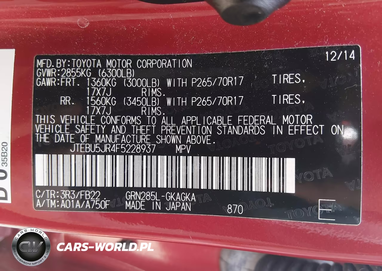 2015 Toyota 4Runner Sr5 VIN:JTEBU5JR4F5228937 - 9