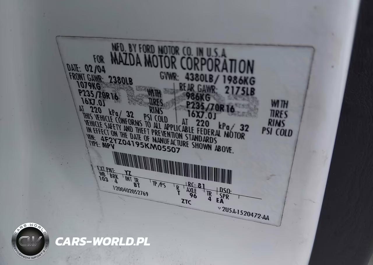 2005 Mazda Tribute S VIN:4F2YZ04195KM05507 - 9