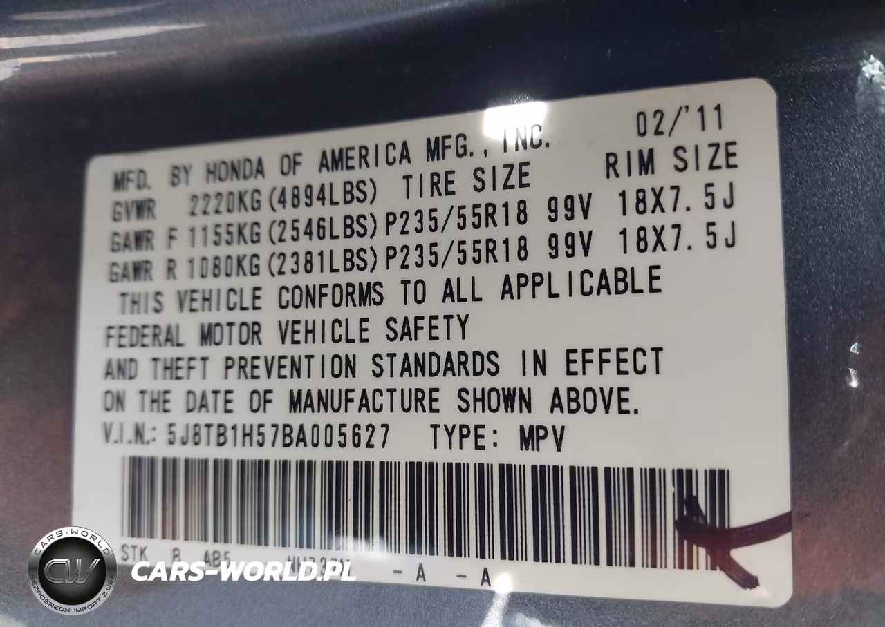 2011 Acura Rdx VIN:5J8TB1H57BA005627 - 9