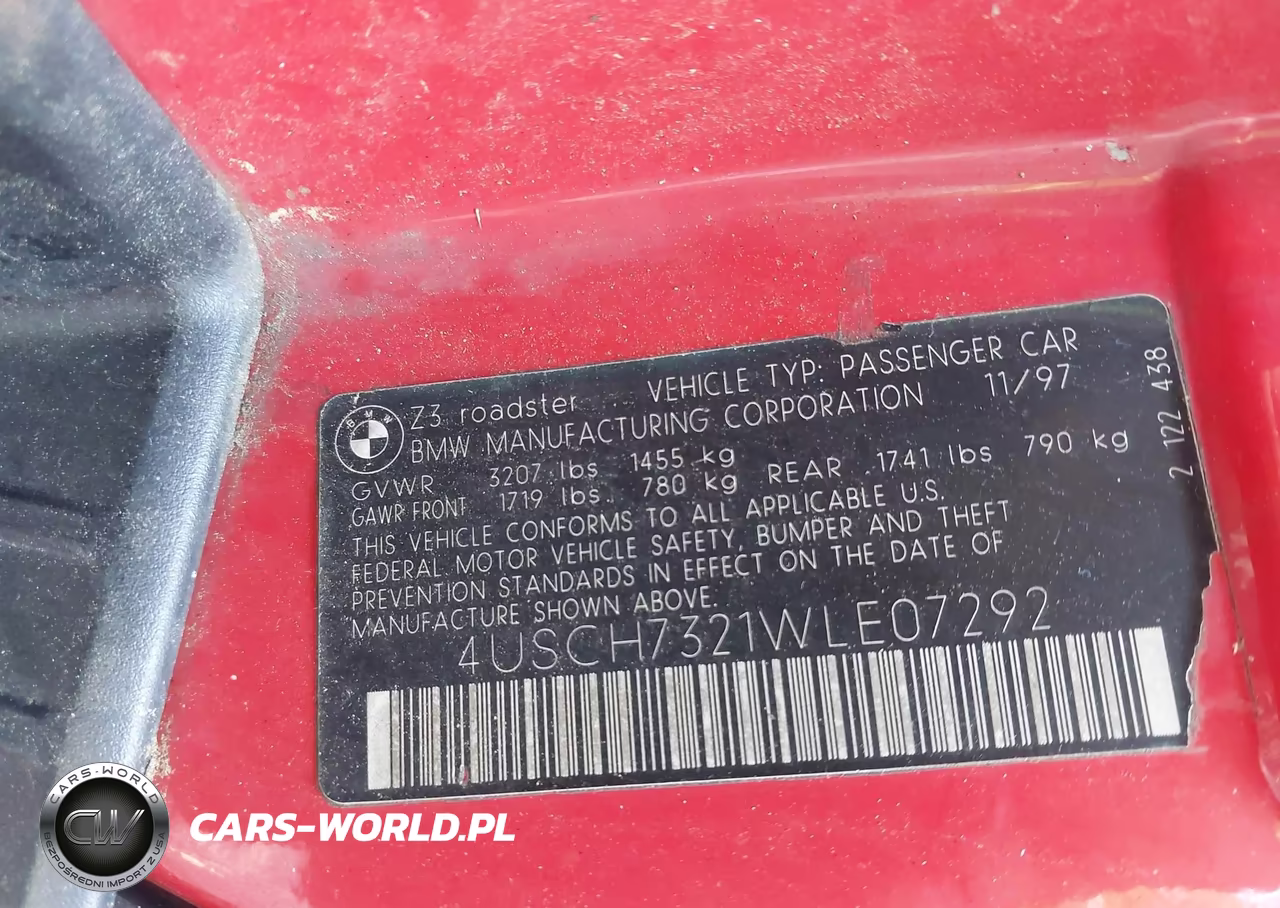 1998 BMW Z3 1.9 VIN:4USCH7321WLE07292 - 9