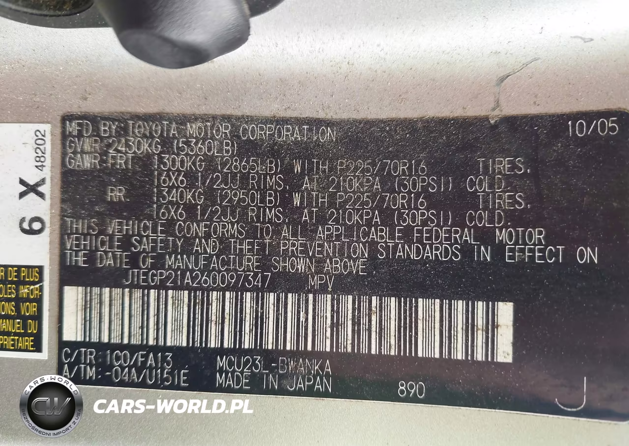 2006 Toyota Highlander V6 VIN:JTEGP21A260097347 - 9