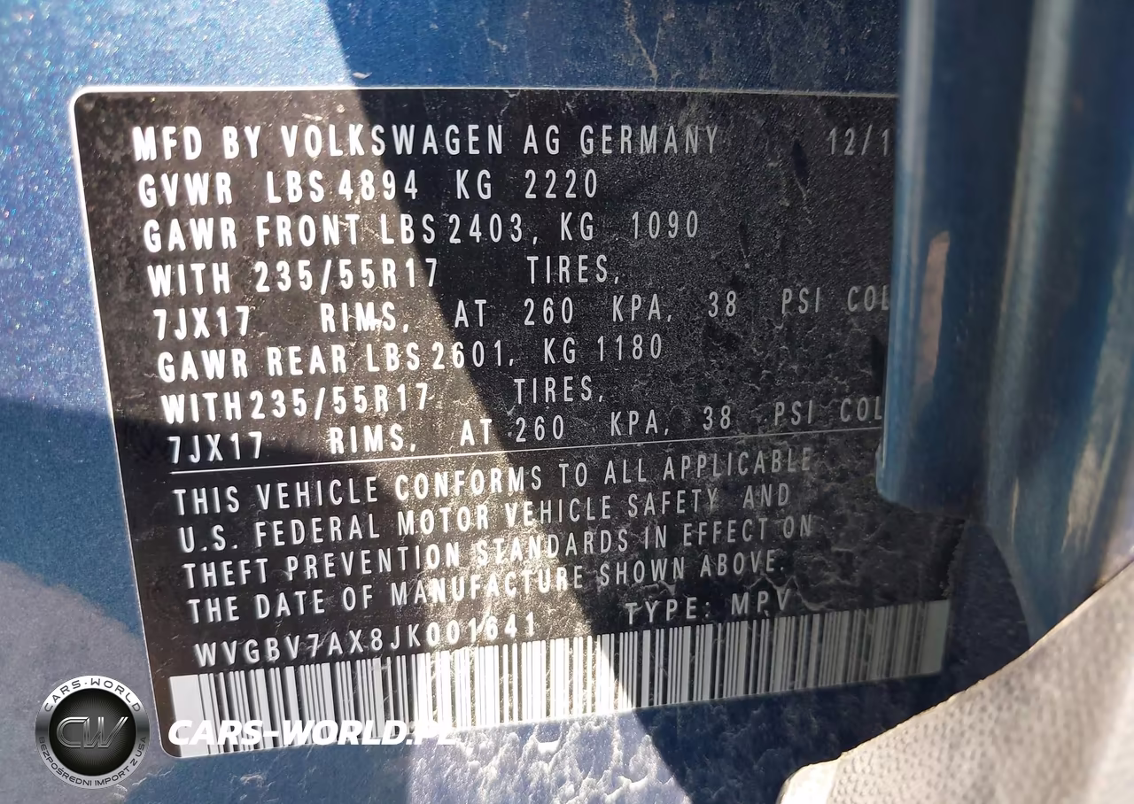 2018 Volkswagen Tiguan Limited 2.0T VIN:WVGBV7AX8JK001641 - 9