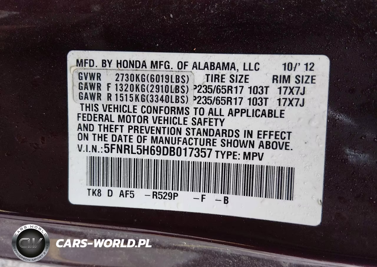 2013 Honda Odyssey Ex-L VIN:5FNRL5H69DB017357 - 9