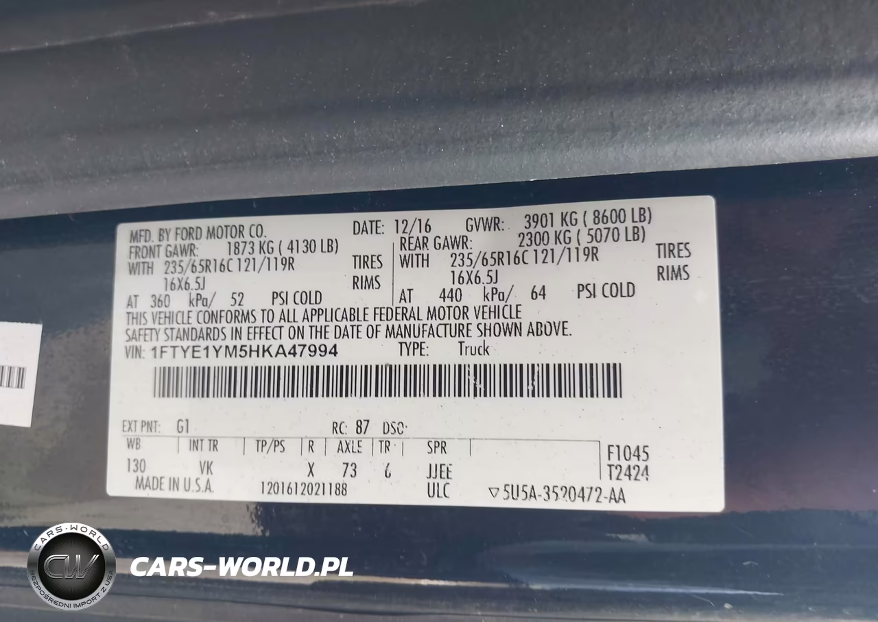 2017 Ford Transit-150 VIN:1FTYE1YM5HKA47994 - 9