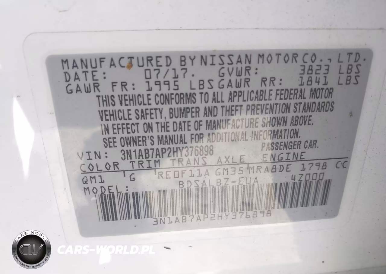 2017 Nissan Sentra S VIN:3N1AB7AP2HY376898 - 9