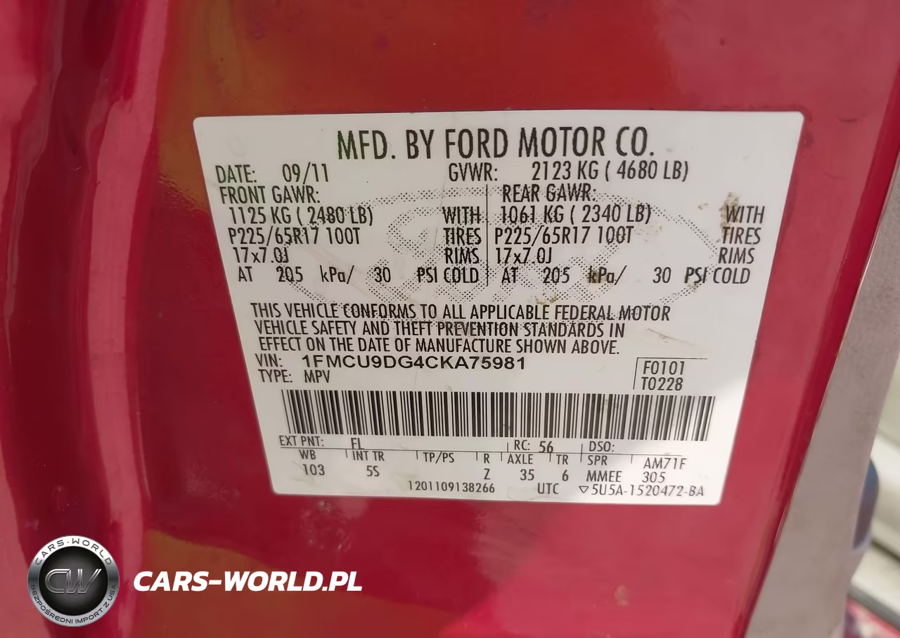 2012 Ford Escape Xlt VIN:1FMCU9DG4CKA75981 - 9