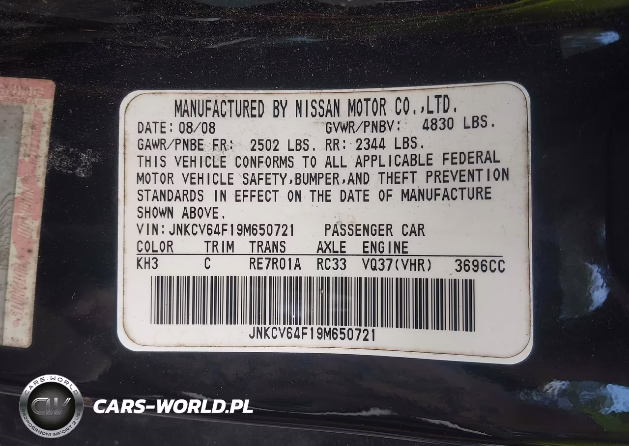 2009 Infiniti G37X VIN:JNKCV64F19M650721 - 9