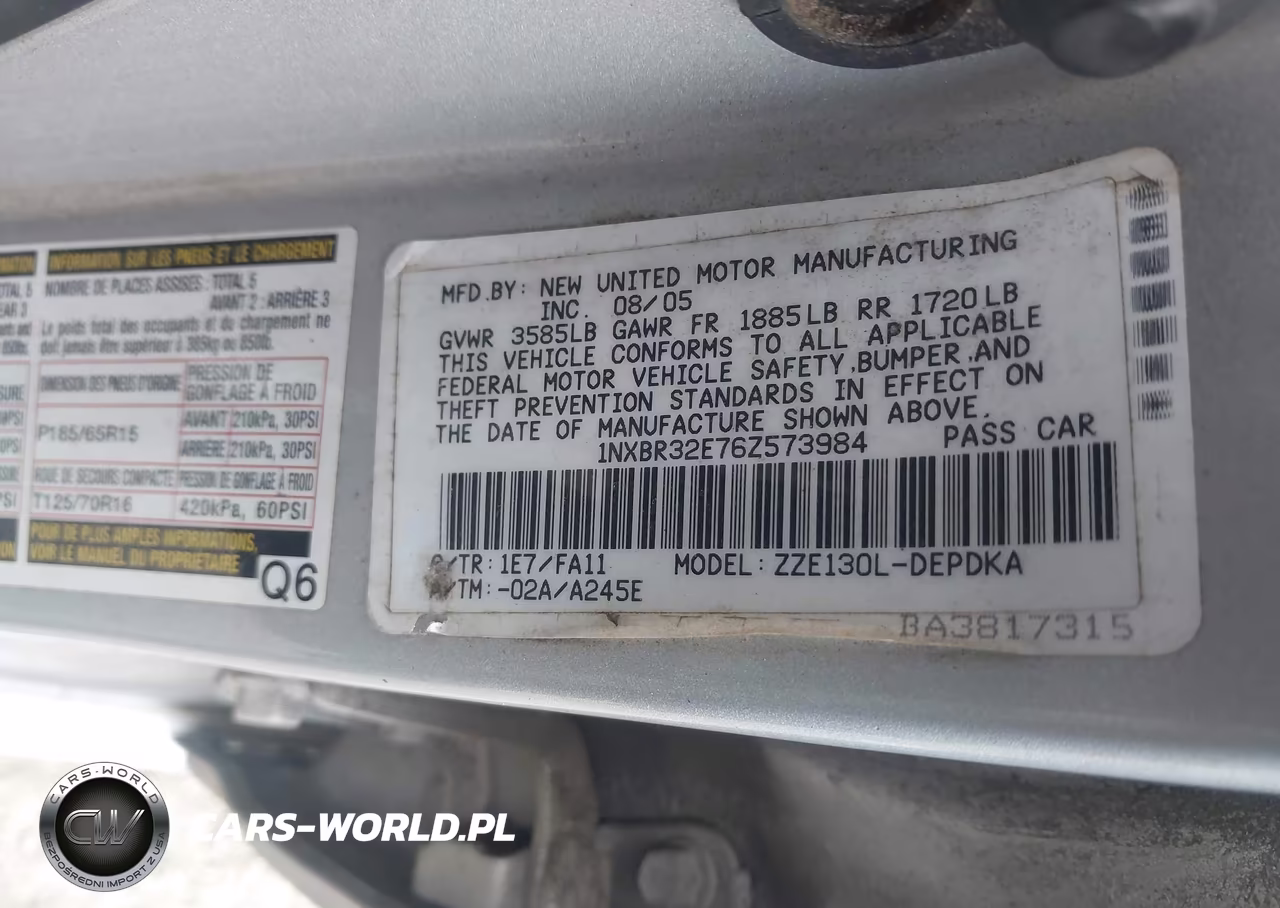 2006 Toyota Corolla Ce VIN:1NXBR32E76Z573984 - 9