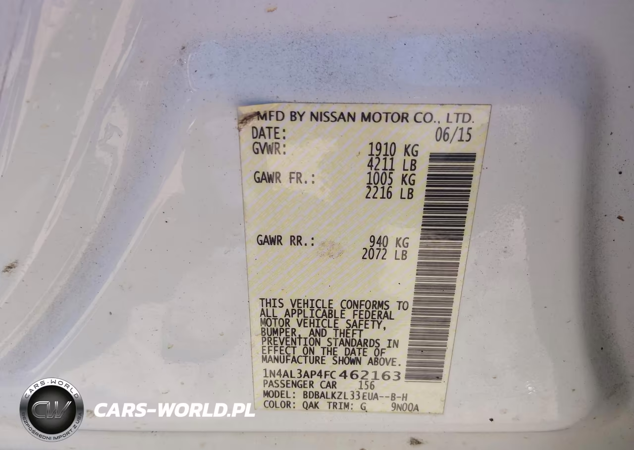 2015 Nissan Altima 2.5 Sv VIN:1N4AL3AP4FC462163 - 9