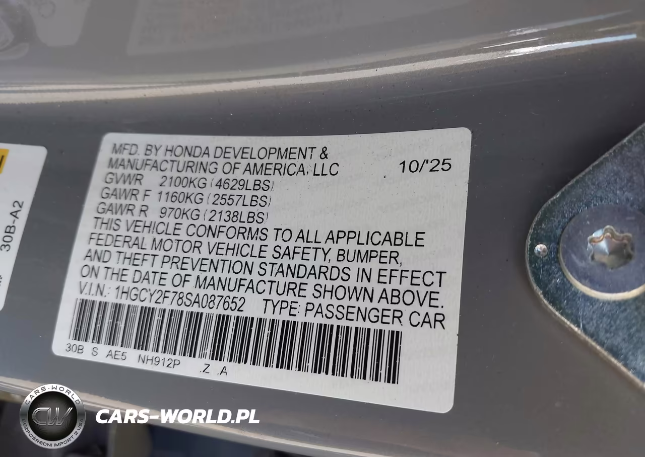 2025 Honda Accord Hybrid Sport-L VIN:1HGCY2F78SA087652 - 9