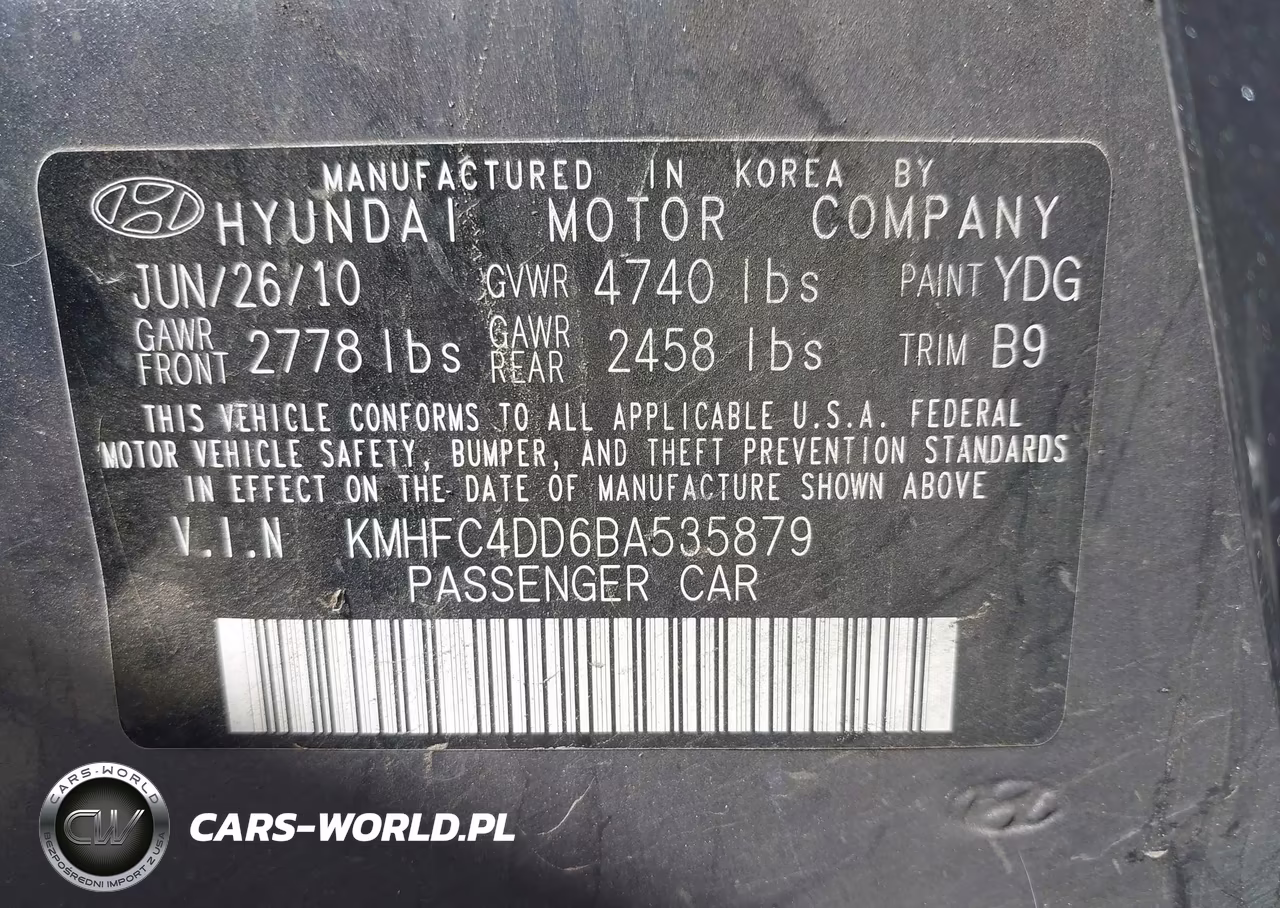 2011 Hyundai Azera Gls VIN:KMHFC4DD6BA535879 - 9