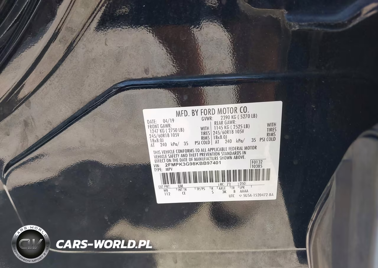 2019 Ford Edge Se VIN:2FMPK3G98KBB97401 - 9