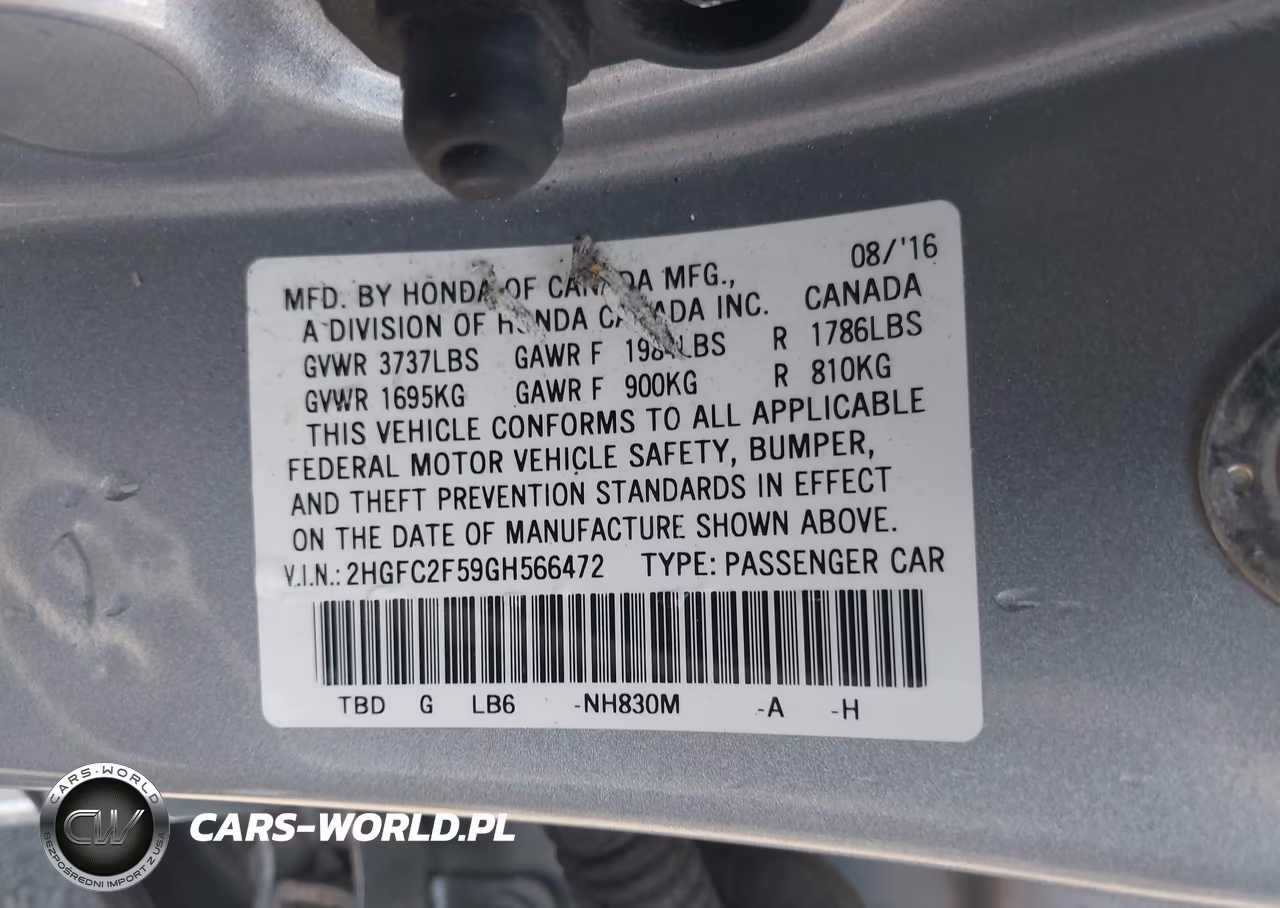 2016 Honda Civic Lx VIN:2HGFC2F59GH566472 - 9