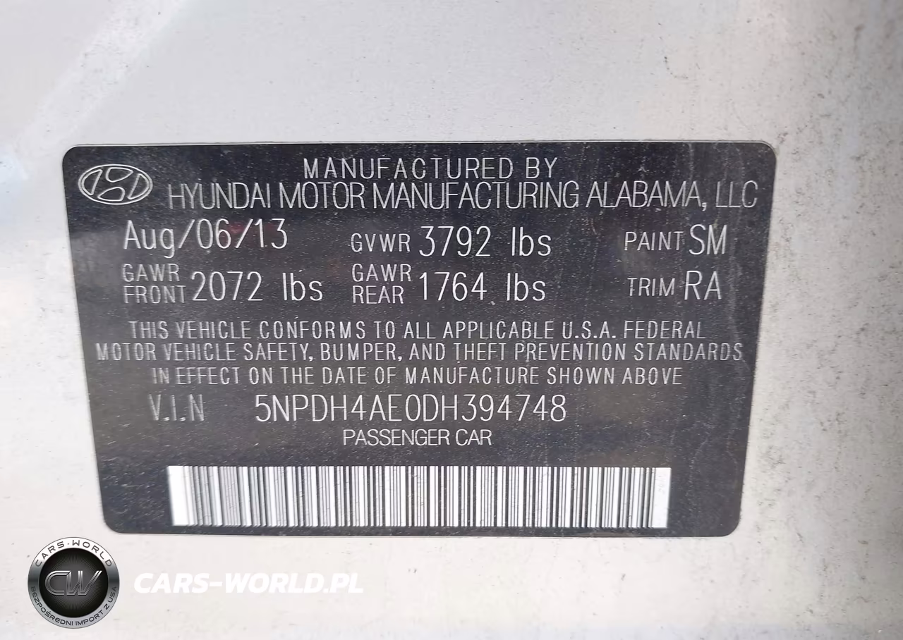 2013 Hyundai Elantra Gls VIN:5NPDH4AE0DH394748 - 9