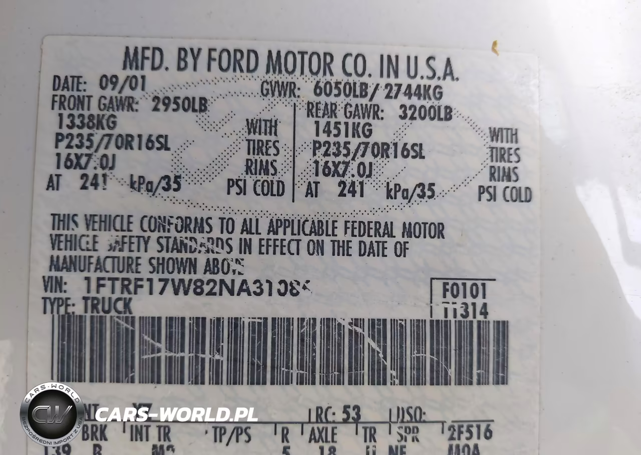 2002 Ford F-150 Xl-Xlt VIN:1FTRF17W82NA31086 - 9