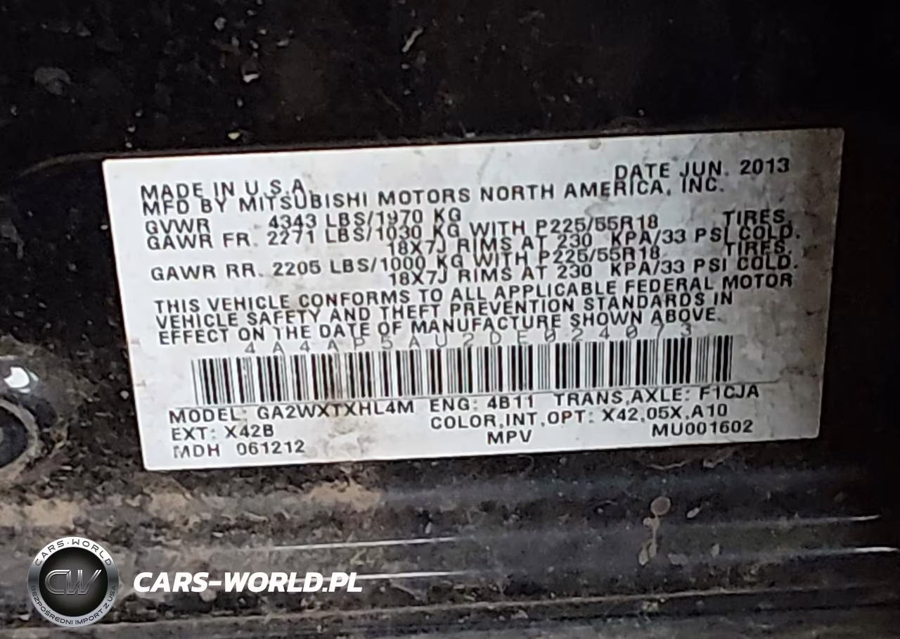 2013 Mitsubishi Outlander Sport Le VIN:4A4AP5AU2DE024073 - 9