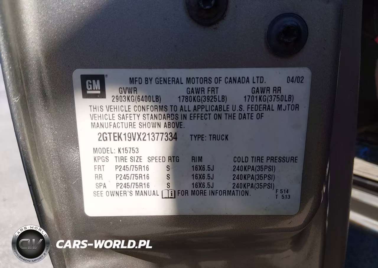 2002 GMC Sierra 1500 Sle VIN:2GTEK19VX21377334 - 9