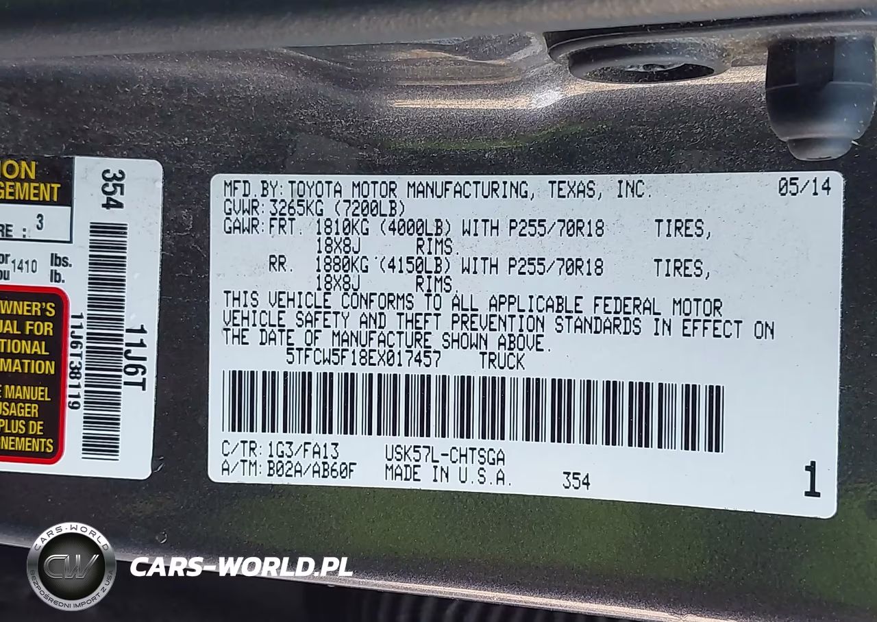 2014 Toyota Tundra Sr 5.7L V8 VIN:5TFCW5F18EX017457 - 17