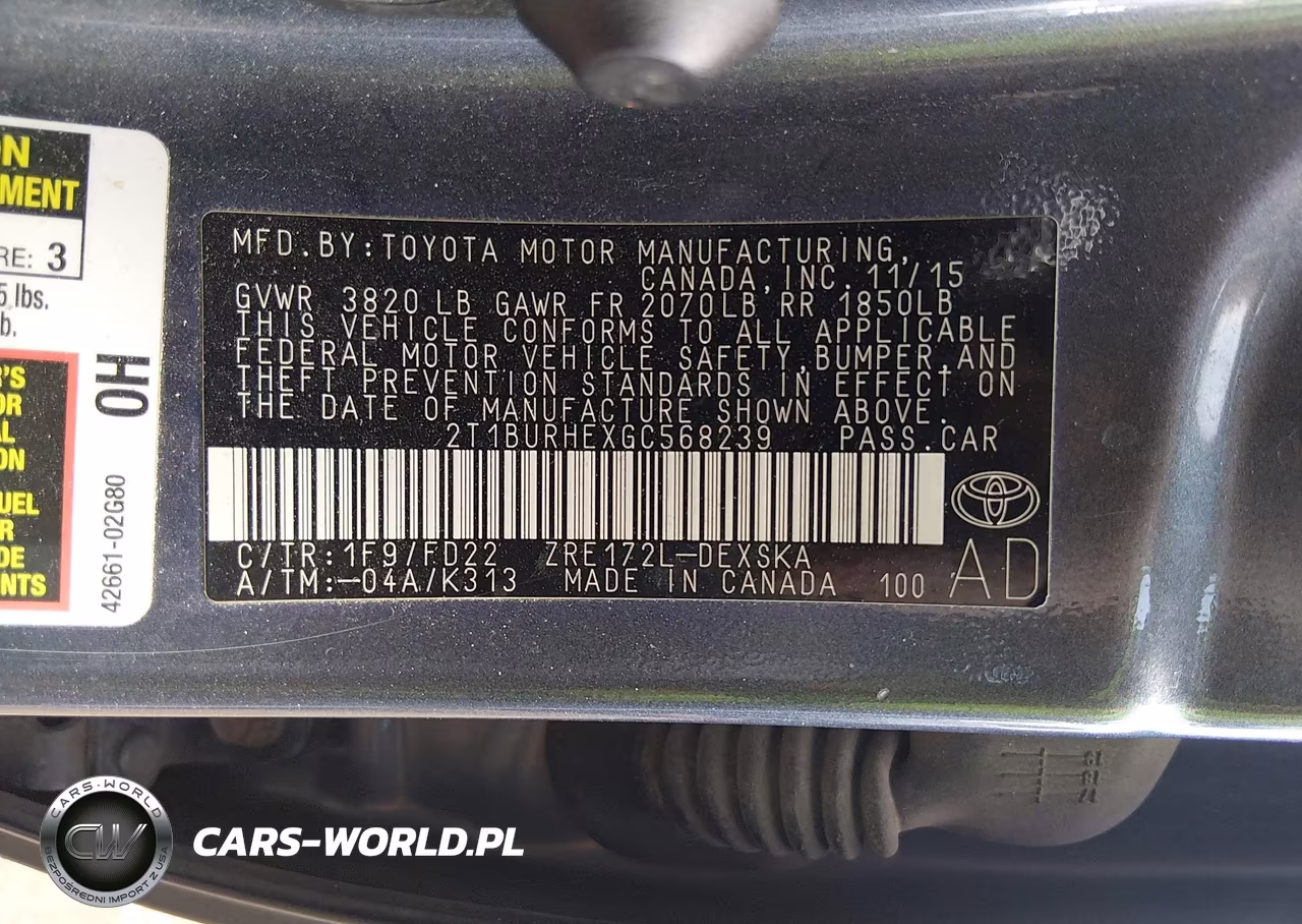 2016 Toyota Corolla S Plus VIN:2T1BURHEXGC568239 - 9