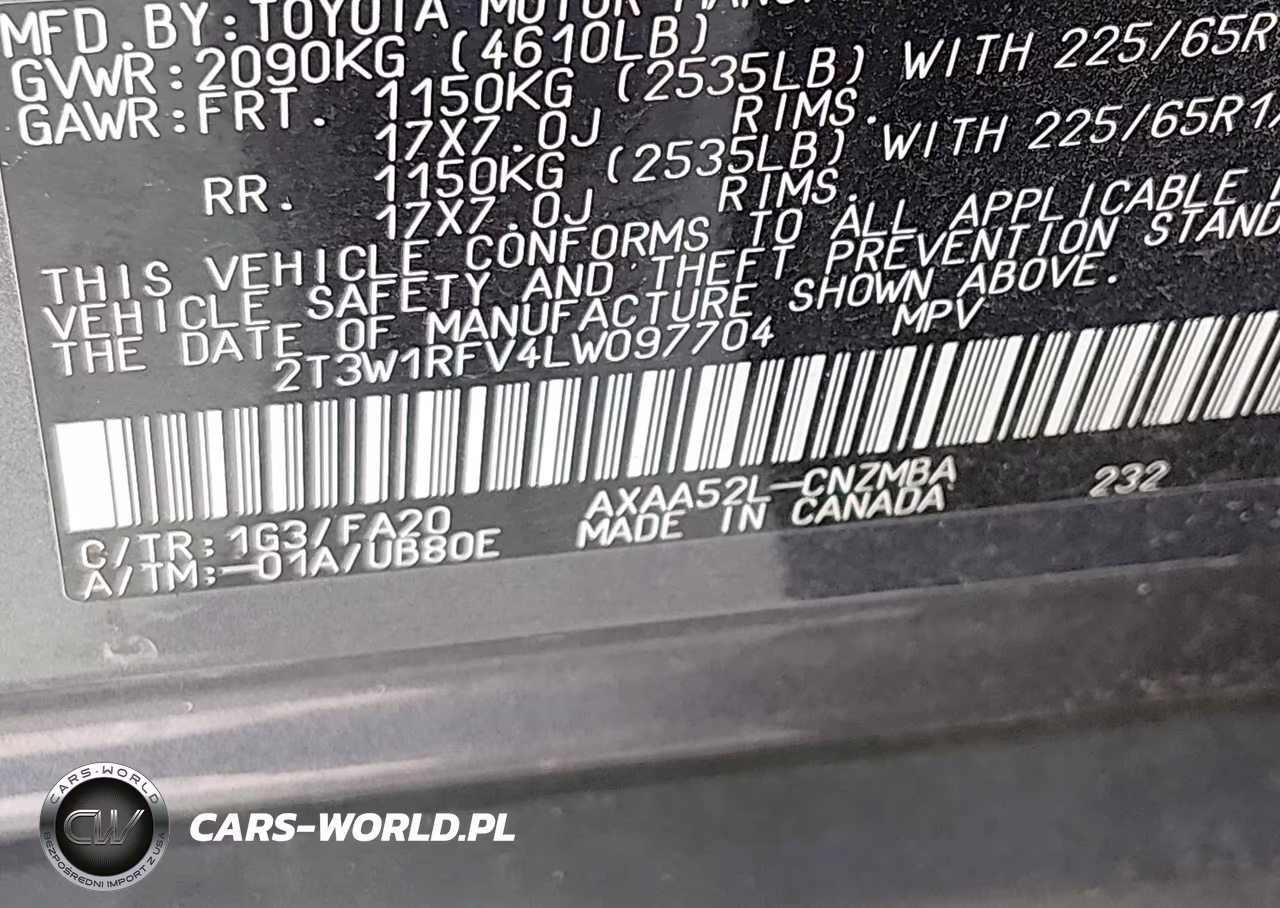 2020 Toyota Rav4 Xle VIN:2T3W1RFV4LW097704 - 9