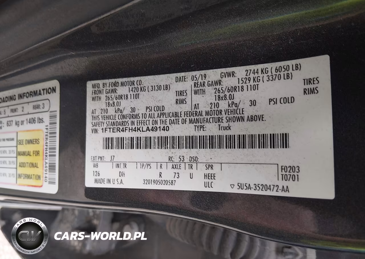 2019 Ford Ranger Lariat VIN:1FTER4FH4KLA49140 - 9