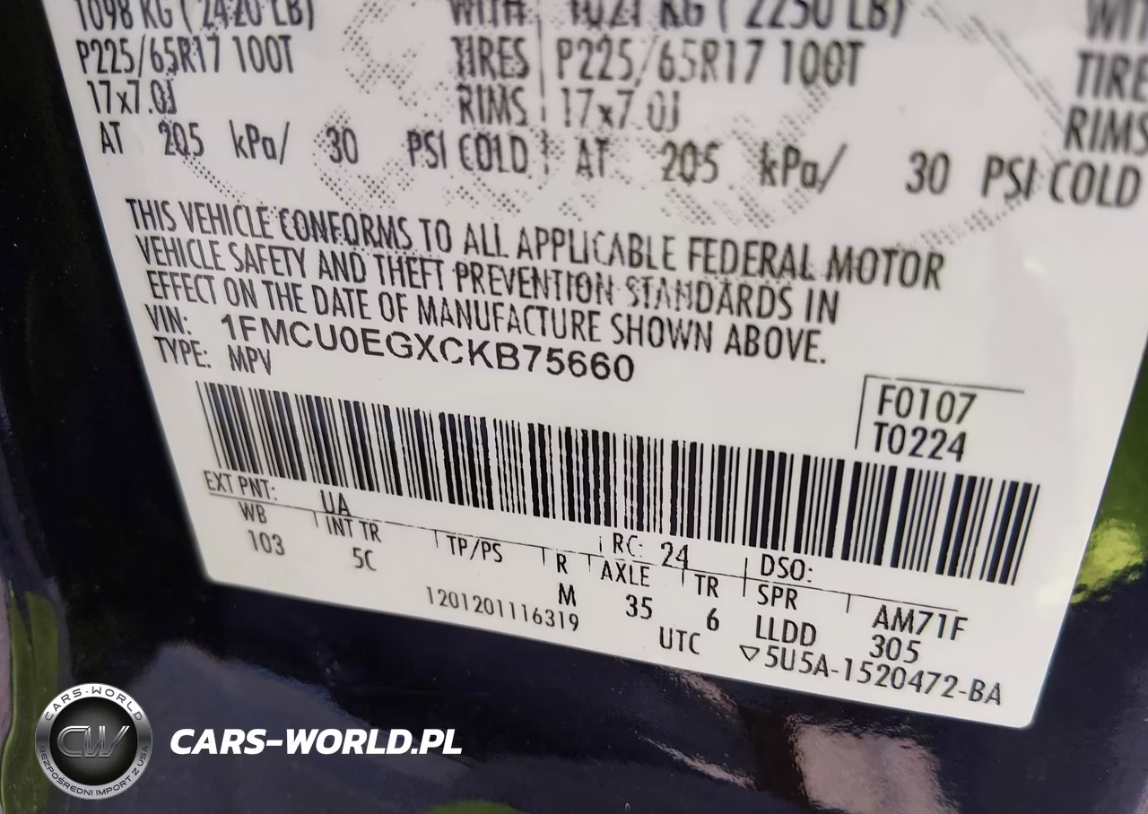 2012 Ford Escape Limited VIN:1FMCU0EGXCKB75660 - 9