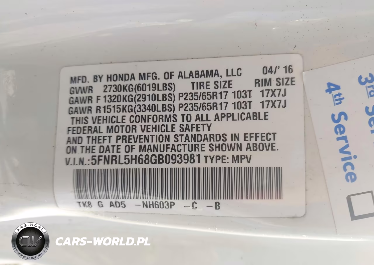 2016 Honda Odyssey Ex-L VIN:5FNRL5H68GB093981 - 9