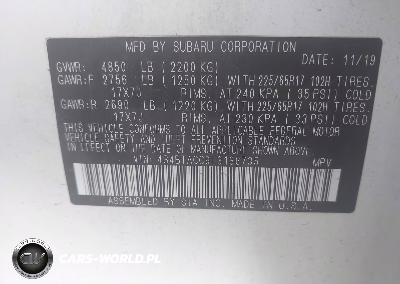 2020 Subaru Outback Premium VIN:4S4BTACC9L3136735 - 9