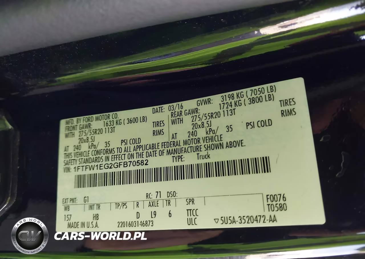 2016 Ford F-150 Lariat VIN:1FTFW1EG2GFB70582 - 9