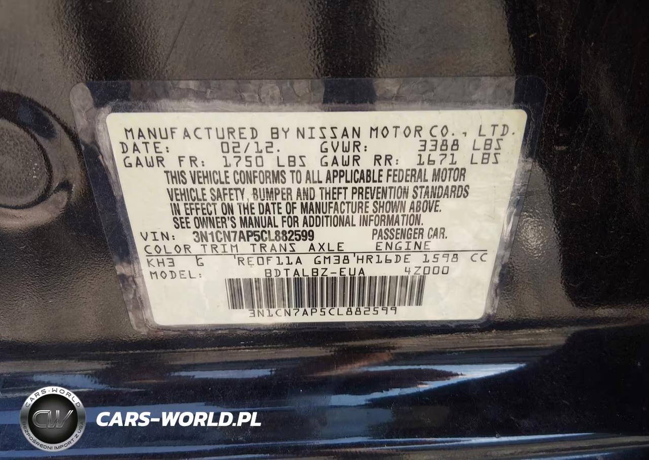 2012 Nissan Versa 1.6 Sv VIN:3N1CN7AP5CL882599 - 9