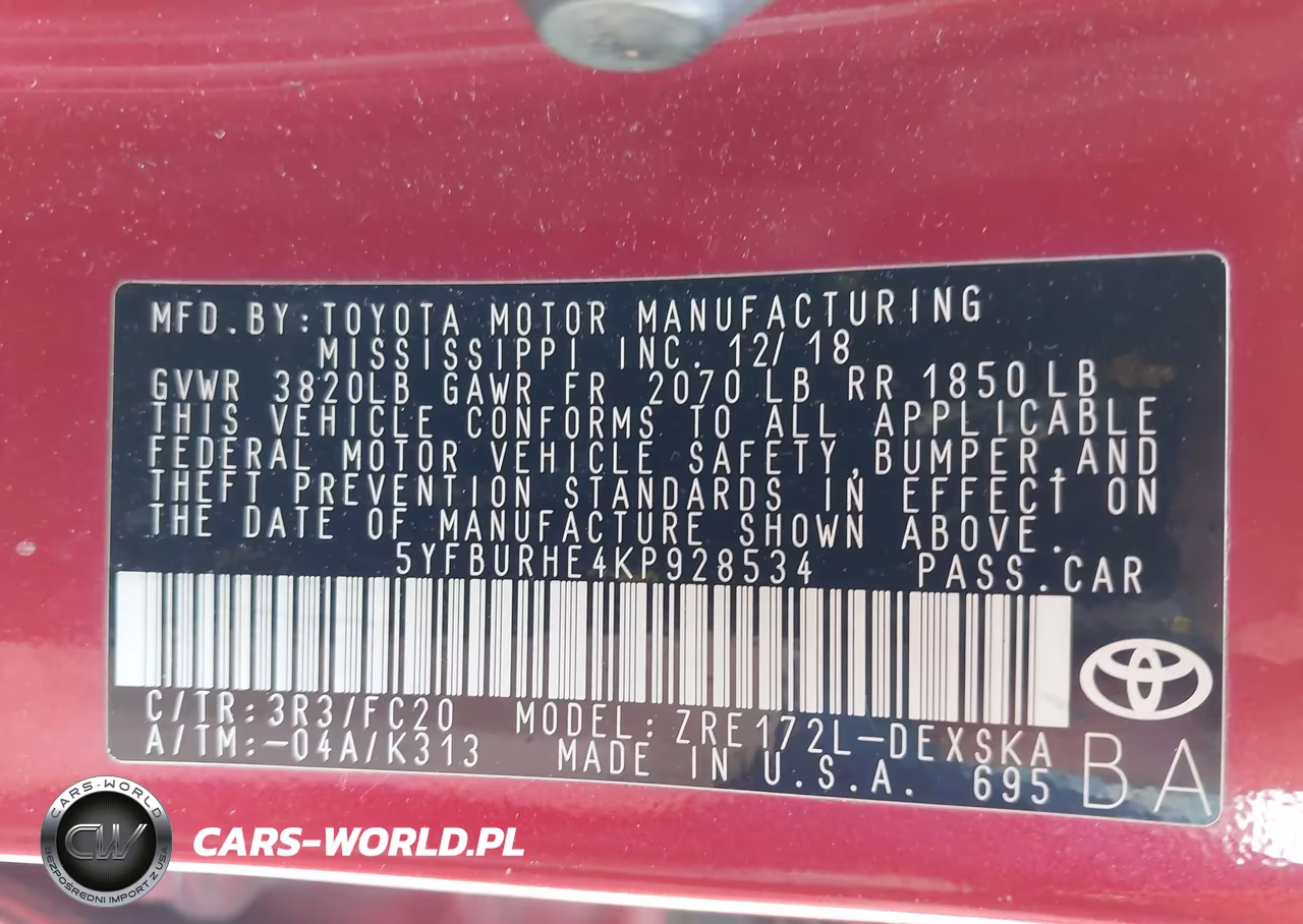 2019 Toyota Corolla Se VIN:5YFBURHE4KP928534 - 9