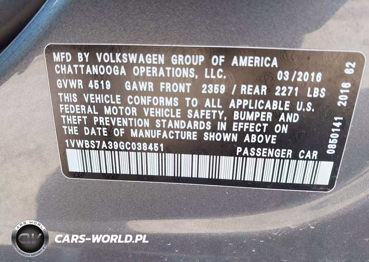 2016 Volkswagen Passat 1.8T Se VIN:1VWBS7A39GC038451 - 9