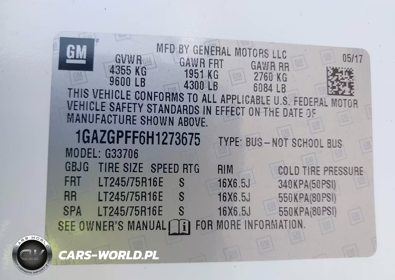 2017 Chevrolet Express 3500 Lt VIN:1GAZGPFF6H1273675 - 9