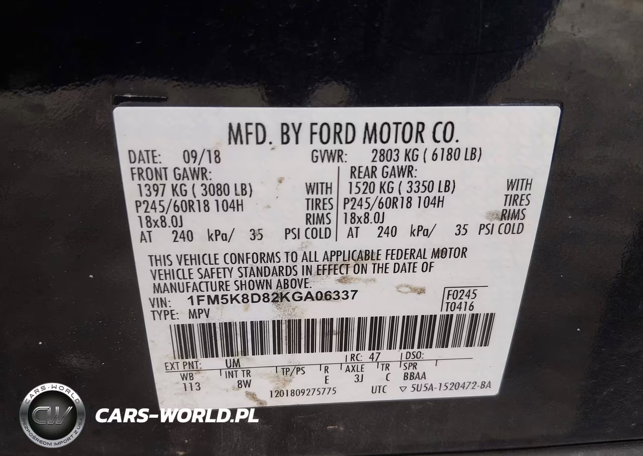 2019 Ford Explorer Xlt VIN:1FM5K8D82KGA06337 - 9
