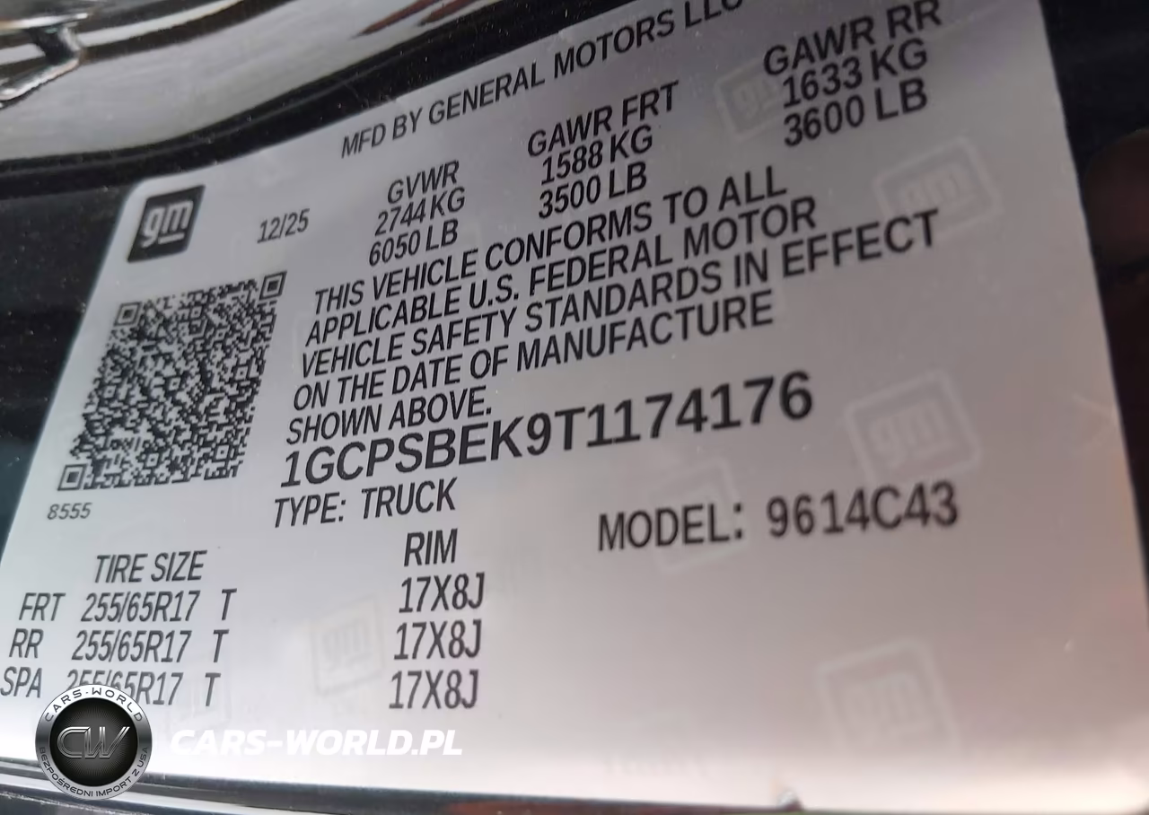 2026 Chevrolet Colorado Wt, Rwd VIN:1GCPSBEK9T1174176 - 9