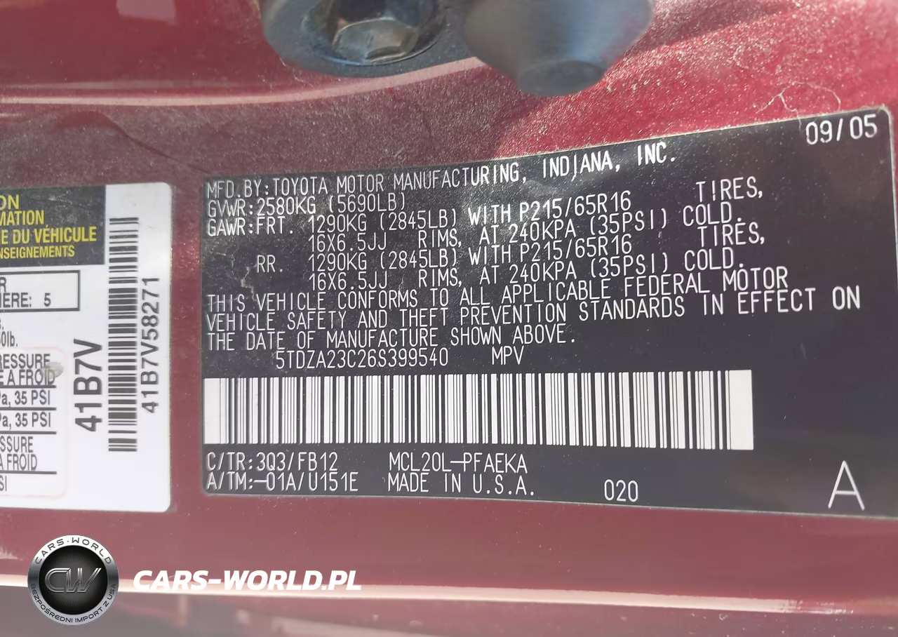 2006 Toyota Sienna Ce VIN:5TDZA23C26S399540 - 9