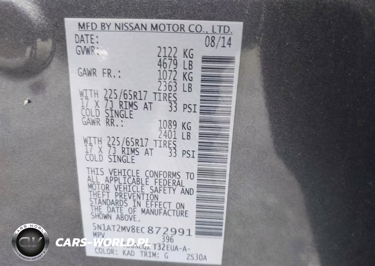 2014 Nissan Rogue Sv VIN:5N1AT2MV8EC872991 - 9