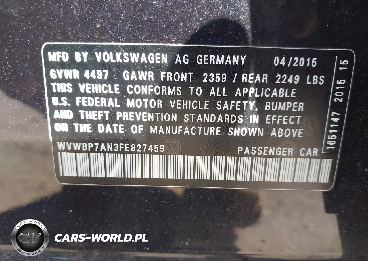2015 Volkswagen Cc 2.0T R-Line VIN:WVWBP7AN3FE827459 - 9
