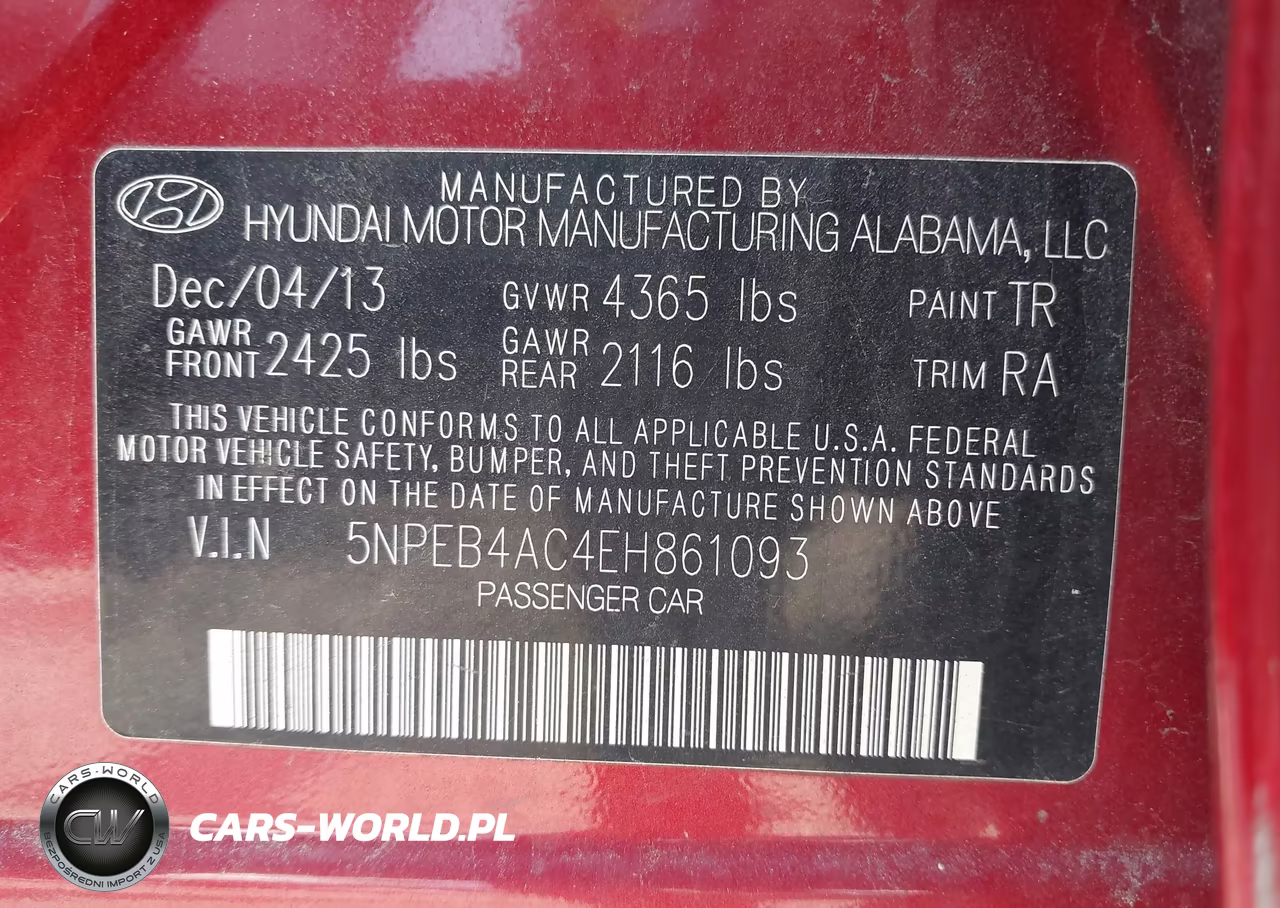 2014 Hyundai Sonata Gls VIN:5NPEB4AC4EH861093 - 9